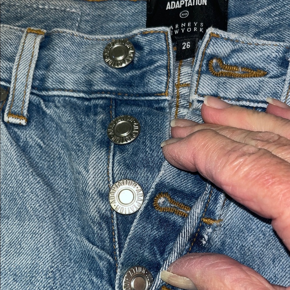 🇺🇸Adaption Distressed Blue Jeans Barney’s of New York 🇺🇸 Size 26X36 - Picture 4 of 10